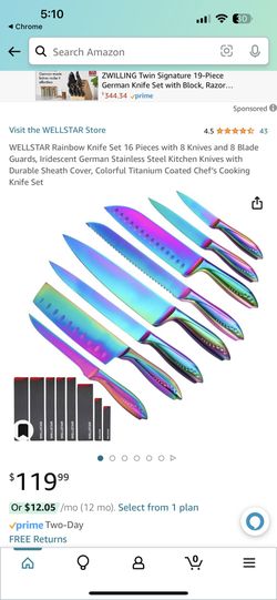 Rainbow Wellstar Chef Cooking Titanium Knives