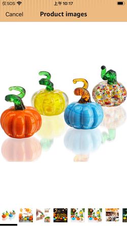4 Pcs Blown Glass Pumpkin Figurines Fall Thanksgiving Centerpiece Decor Mini Crystal Halloween Pumpkin Collectible Hand Blown Glass Art Home Harvest P