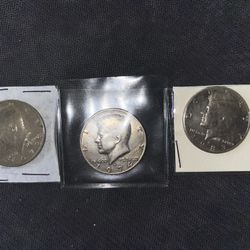 3 Kennedy Half Dollars 