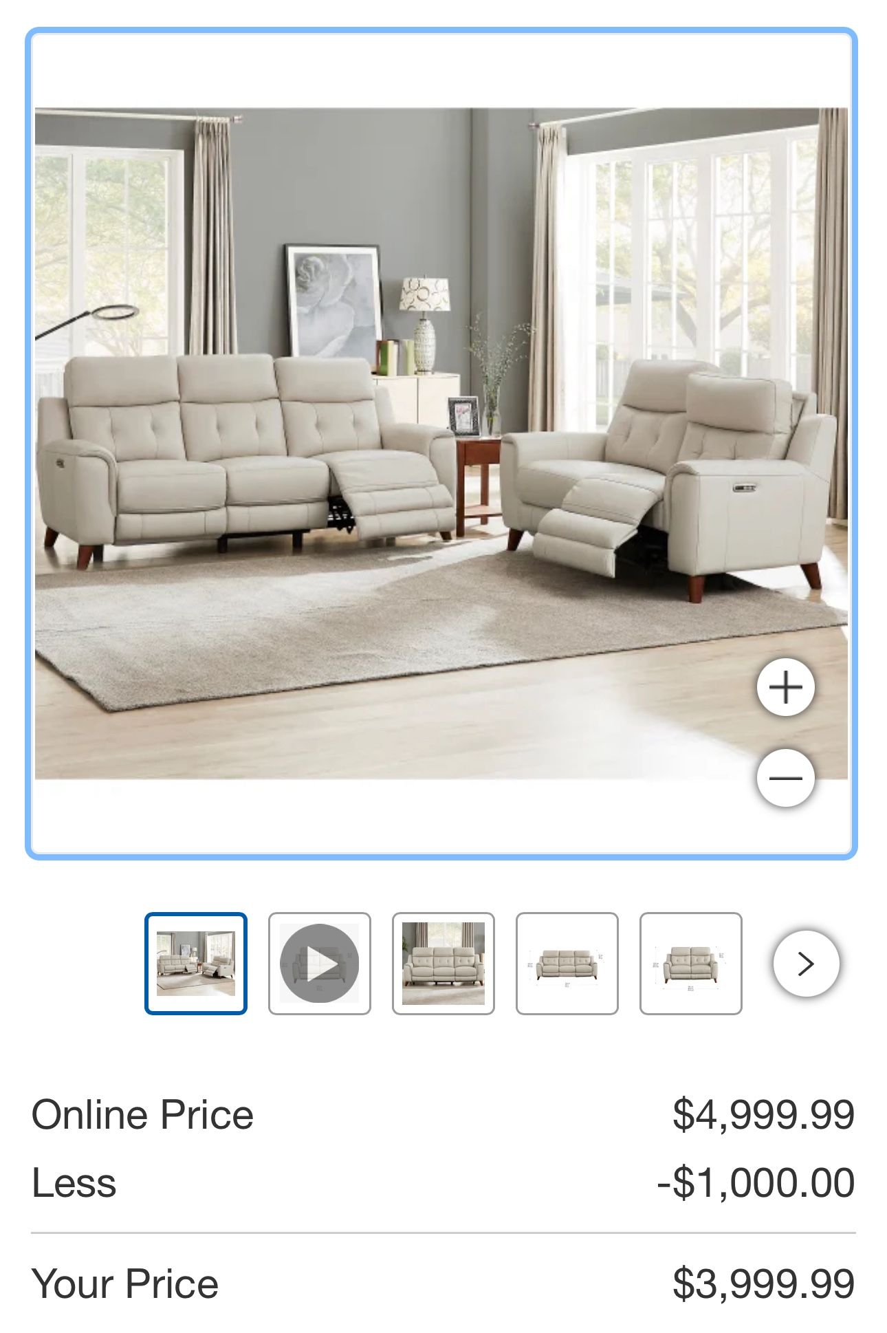 Malibu 2-piece Leather Power Reclining Set with Power Headrests – Sofa and Loveseat