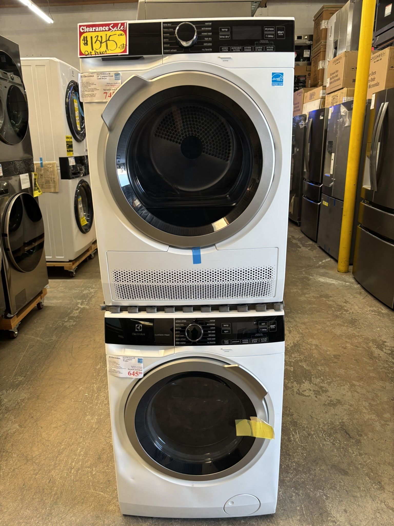 New! Electrolux 24” Compact Load Washer & Gas Dryer Set