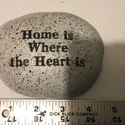 FAKE RESIN STONE “HOME IS WHERE THE HEART IS” YARD / PORCH / FLOWER GARDEN DECORATION