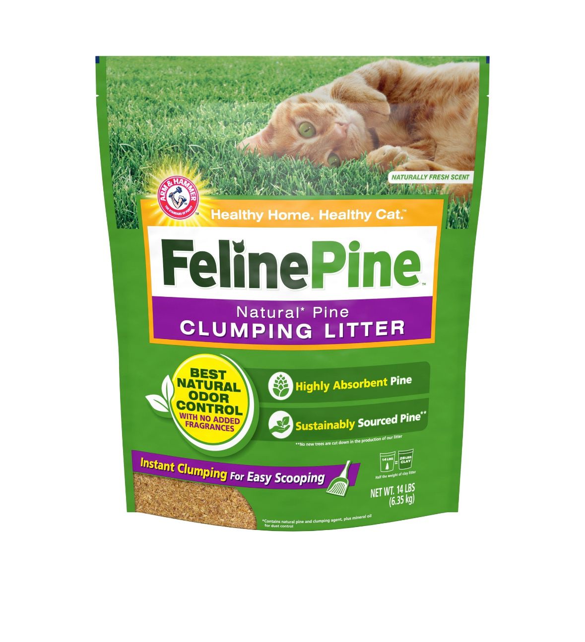 3 pcs Feline Pine Clumping Cat Litter, 14 lb