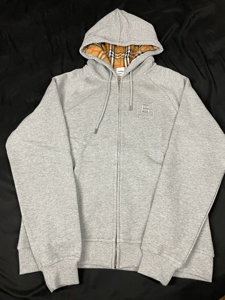 Burberry Grey Zipup Hoodie Size Medium