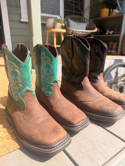 Georgia Boot Kids’ Carbo-Tec Cowboy Boots – Brown/Turquoise – Size 2M