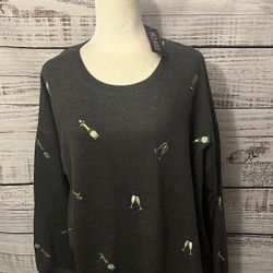 NWT gray women champagne and champagne glasses sweatshirt size 3x