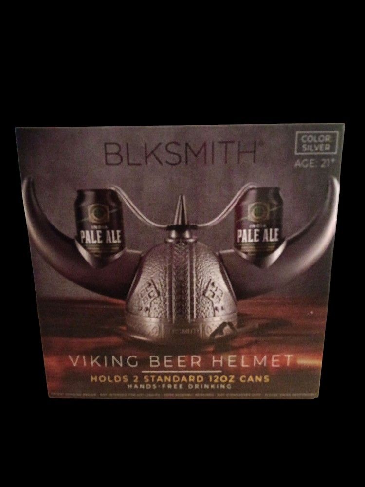 BLKSMITH VIKING Beer Drinking Helmet Black Holds Two Standard 12 Oz Cans NIB