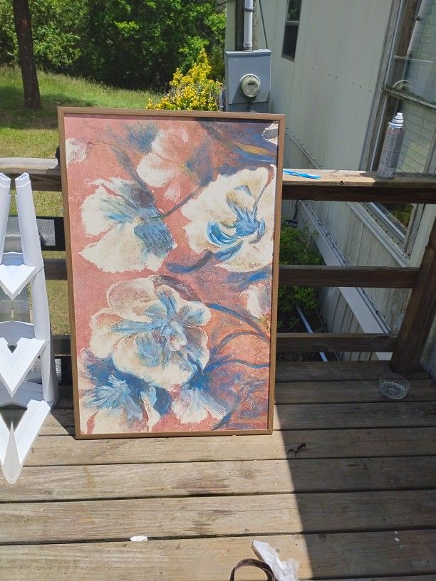 Large Framed Floral Wall Decor
