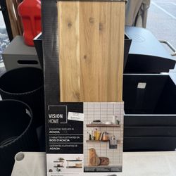 Acacia Floating Wood Shelf, 2-pack