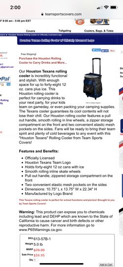 Rolling Texans Cooler/backpack