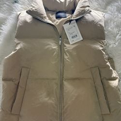 Theory Women’s Crop Puffer Vest – Size S – Clay – Brand New With Tags – Tumbled Nylon