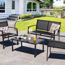  4 Pieces Patio Furniture Set All Weather Textile Fabric Outdoor