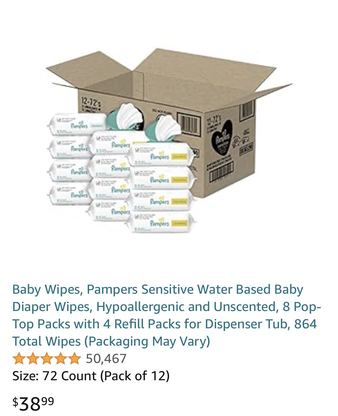 Pampers Sensitive Wipes 