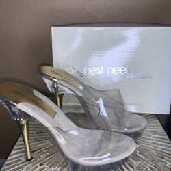 Gold And Clear High Heel Shoe 