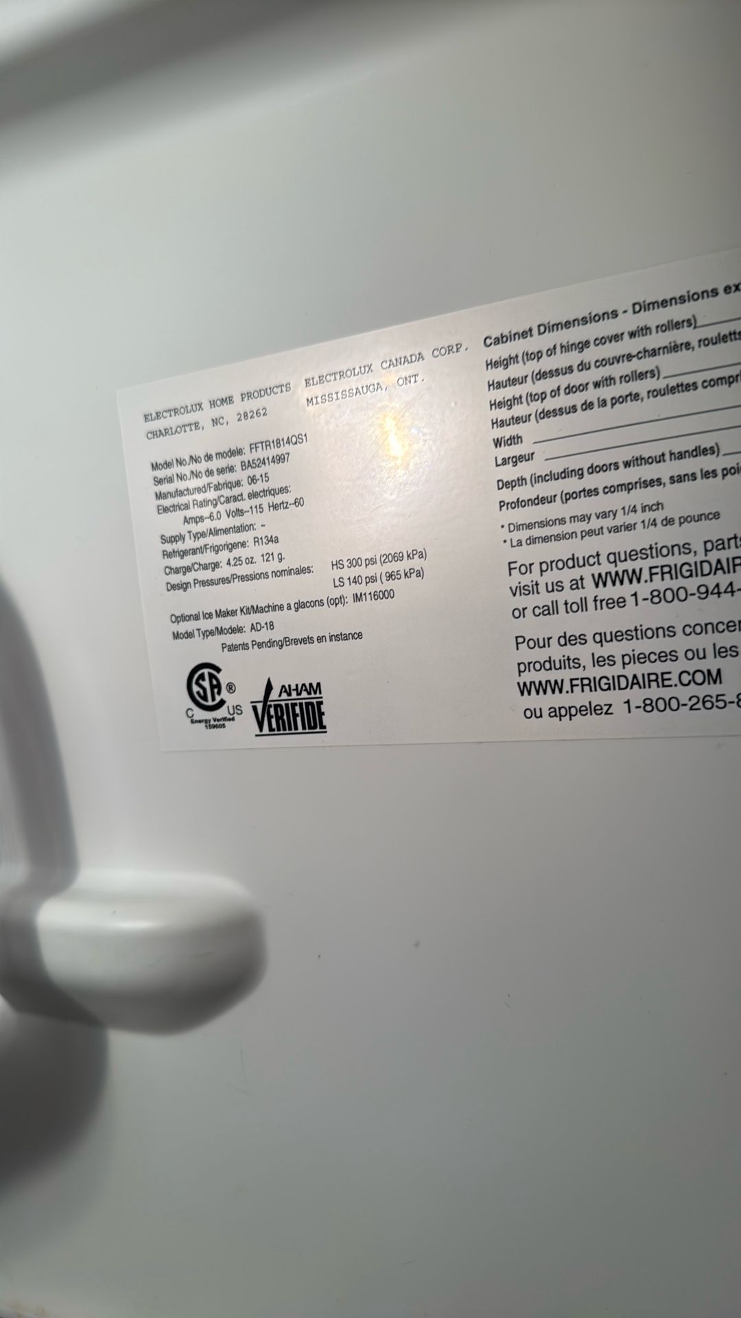 Frigidaire Refrigerator