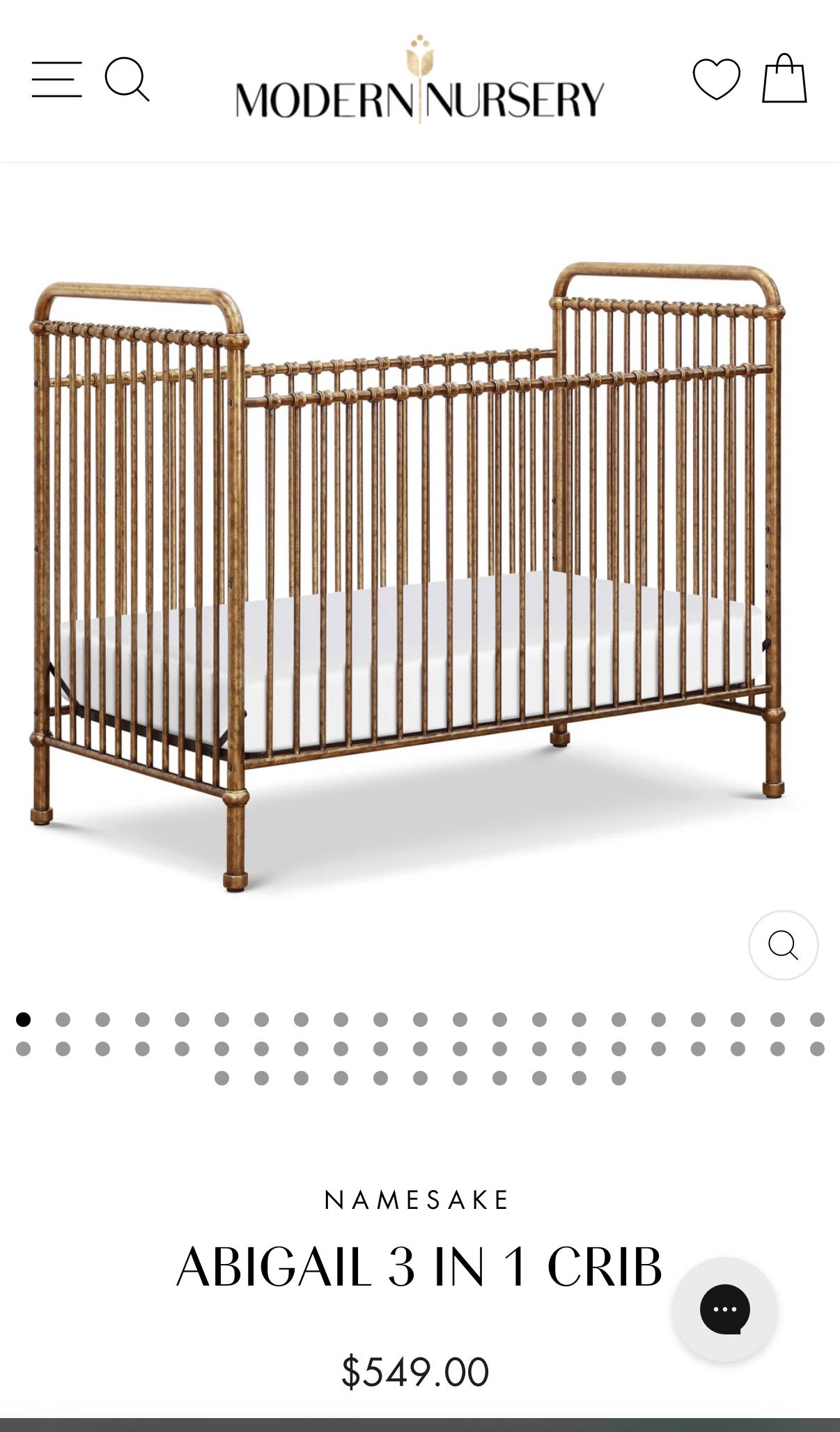 Gorgeous Baby Crib In Antique Brass Finish