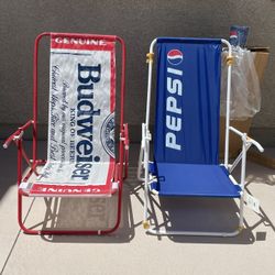 Budweiser & Pepsi Chairs Lawn/Pool/Beach Unused Vintage 