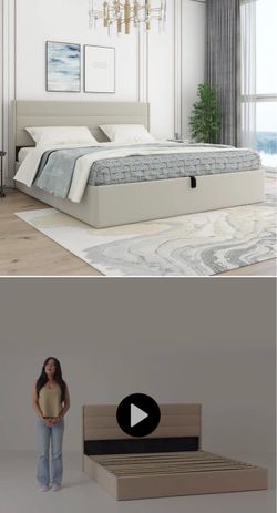 Upholstered Platform Bed Frame with Headboard