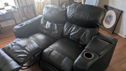 Black leather electric recliner