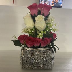 Flower Decor Purse Vase