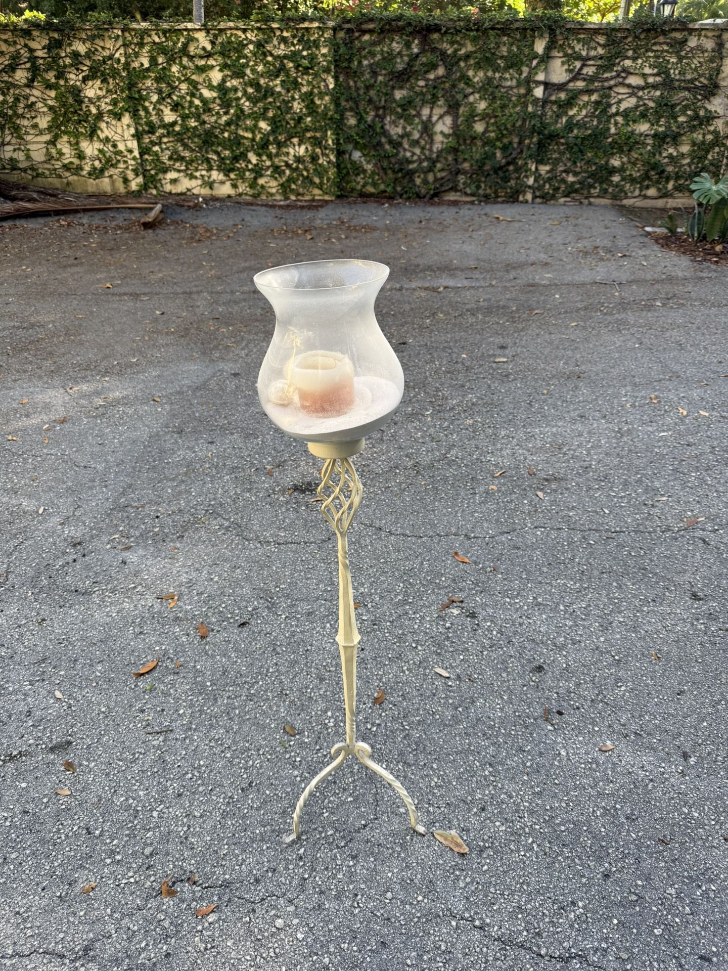 Tall Wrought Iron Hurricane Candle Holder – $30