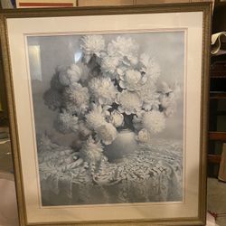 Peony Hand-painted Framed Print