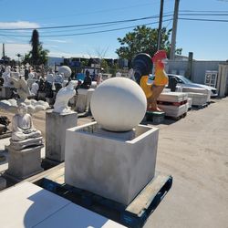 Concrete Sphere Fountain / Cement Stone Ball Backyard Garden Orb Outdoor Fountains