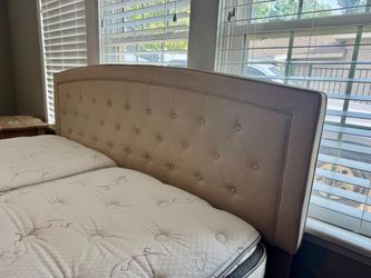 KING SIZE BEIGE TUFTED UPHOLSTERED HEADBOARD