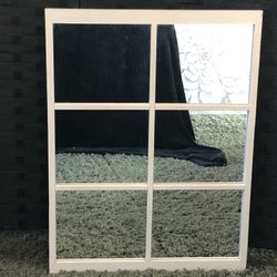 ( WHITE ) WINDOW FRAME WITH MIRRORS WALL DECOR 