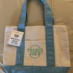 New Blue Trader Joes Mini Canvas Tote Bag