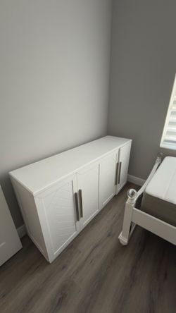 White Sideboard Cabinet with Four Doors