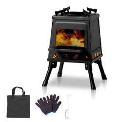 Wood Burning Camp Stove, Portable Camping Wood Stove, Large  