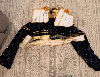 K-Pop Demon Hunters Cosplay Jacket & Belt Only - Black/Gold Sequin