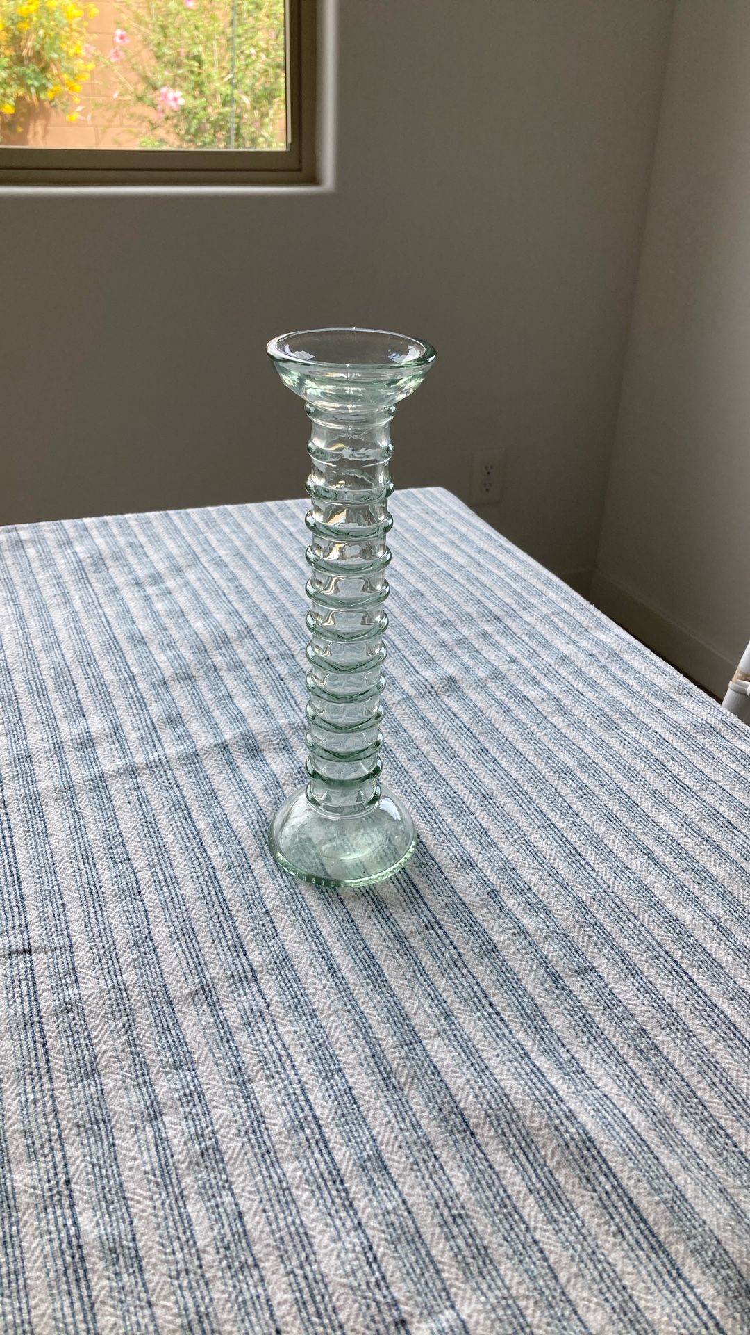 Beautiful Green Glass Candle Holder