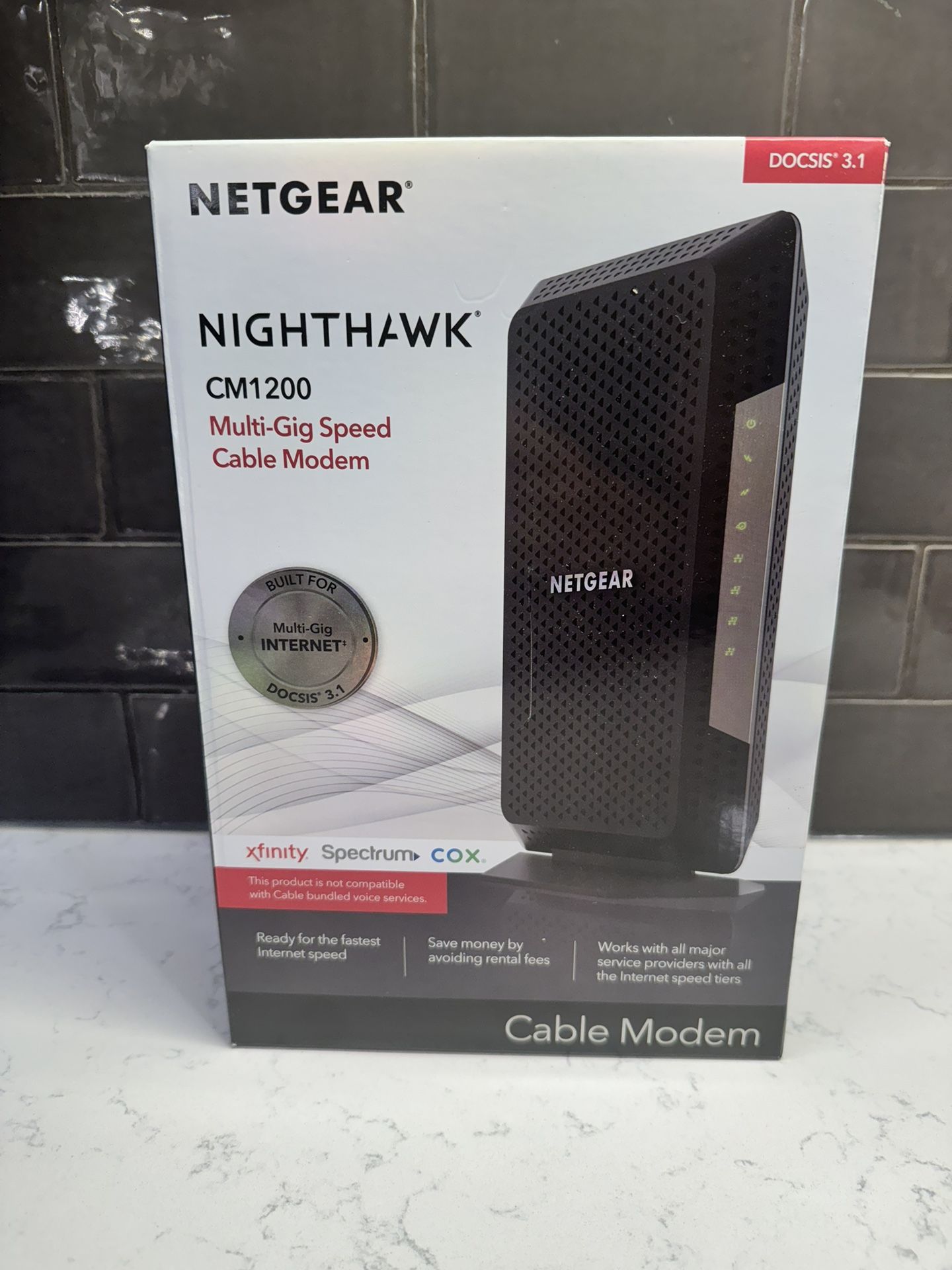 NETGEAR Nighthawk Cable Modem CM1200 - Compatible with all Cable Providers including Xfinity by Comcast, Spectrum, Cox | For Cable Plans Up to 2 Gigab