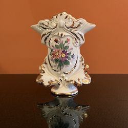 Vintage & Signed Dwight Morris Porcelain Floral Spill Vase 6.5” Good Condition 