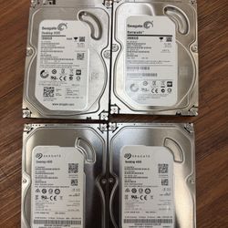 Lot of 4 Used 3.5" Seagate SATA HDDs - 2x 2TB and 2x 1TB (6TB Total) 