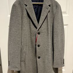 Tommy Hilfiger Men's Addison Wool-Blend Trim Fit Overcoat - 46R Size Fits Like Between XL And XXL