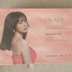 okady fullerene beautiful skin rejuvenation eight piece set in plastic new 