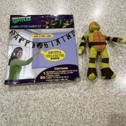 Ninja Turtle Birthday Banner And Plushie