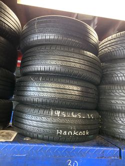 SET of four good used tires 195/65/15. 90%TREAD LIFE $160 price includes professional installation and tax
