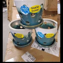 Garden Treasures 4.72-in W x 5.28-in H Teal cream Ceramic Planter NEW 
$$4 DOLLAR EACH