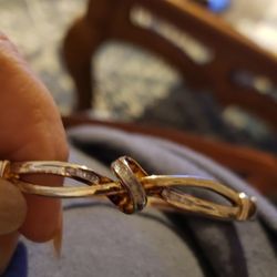 Bangle Bracelet With Diamonds Sterling Silver925 In Gold Color