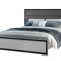 Gray Black King Bed