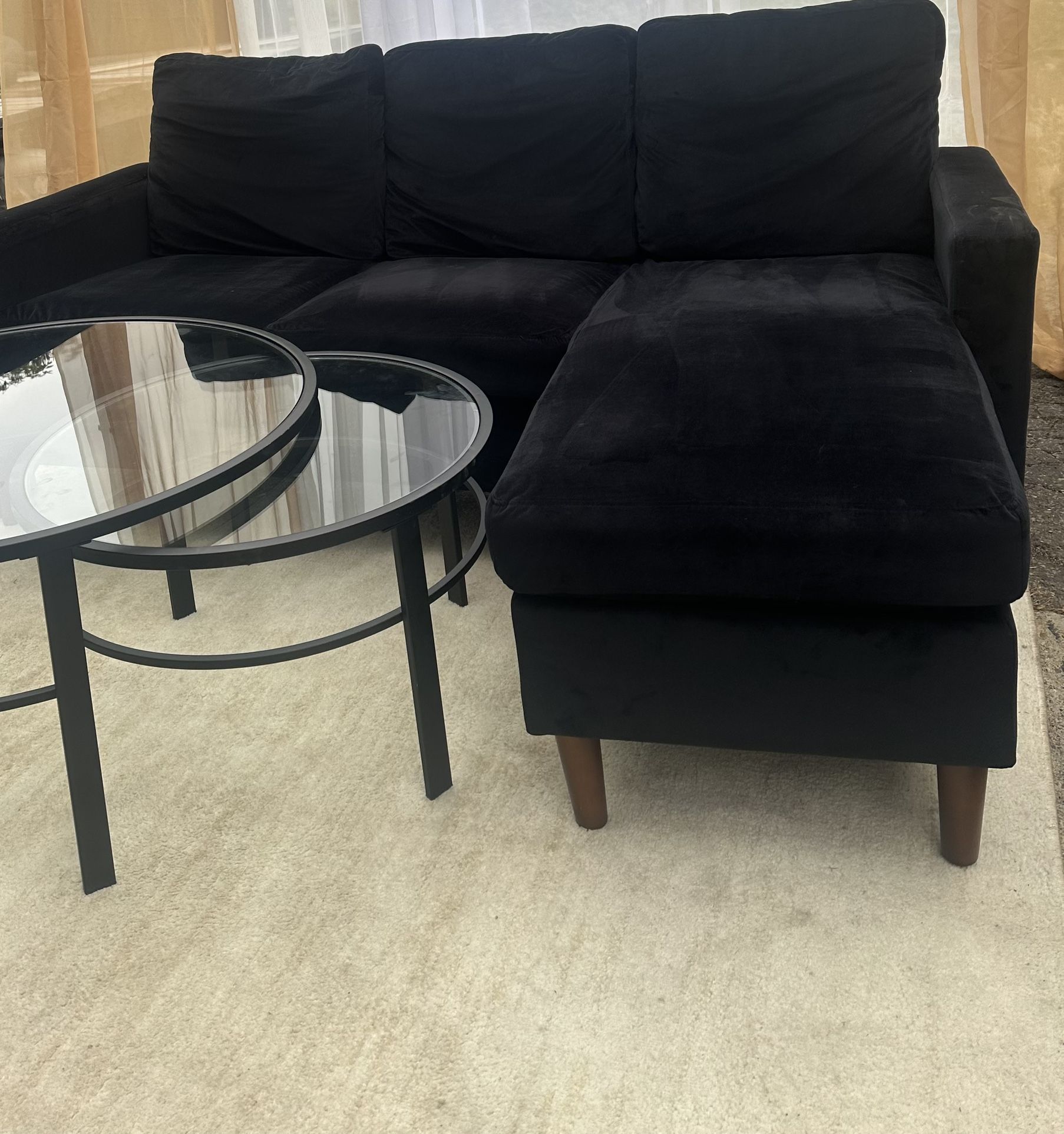 **** PENDING ******. Black Sectional, Table, Lamp- Living room Set