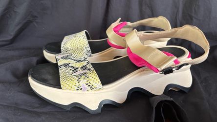 Sorel Platform Sandals with Snake Print Strap