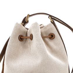 canvas and leather, bucket bag, single - shoulder/cross - body bag, women's style, beige combined with brandy color(46)74