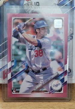2021 TOPPS UPDATE LOS ANGELES DODGERS DJ PETERS RC ROOKIE MOTHERS DAY PINK PARALLEL 42/50 CARD US11.

￼