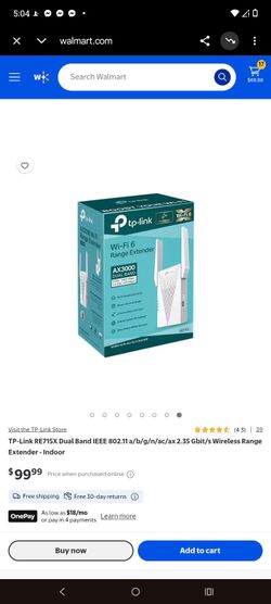 TP-Link RE715X Dual Band IEEE 802.11 a/b/g/n/ac/ax 2.35 Gbit/s Wireless Range Extender - Indoor