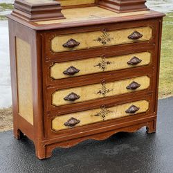 Antique Victorian Cottage Painted Four Drawer Chest with Glove Boxes c. 1900